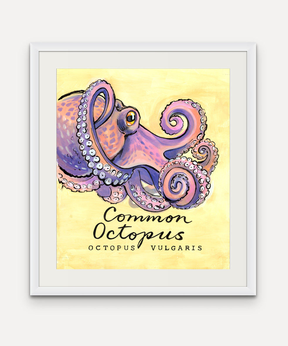 Common Octopus Promenade Flag - Cornish Sea Life Series - Giclée Print