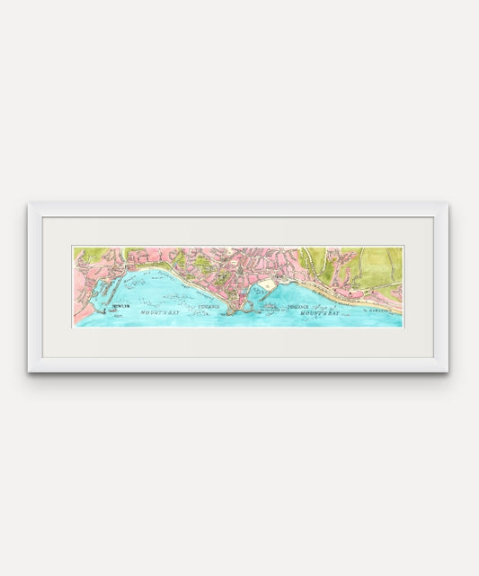 Mount's Bay Map - Full Length -  Watercolour Print