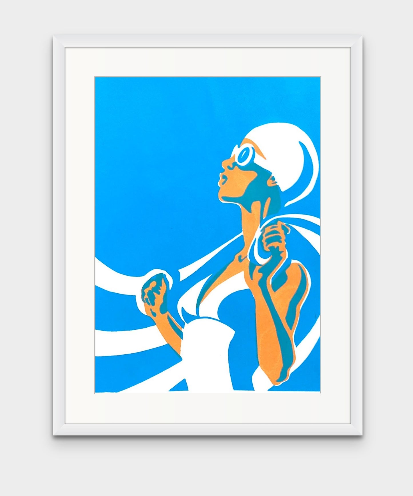 Eliza with towel-white Swimmer - Penzance - Giclée Screen Print