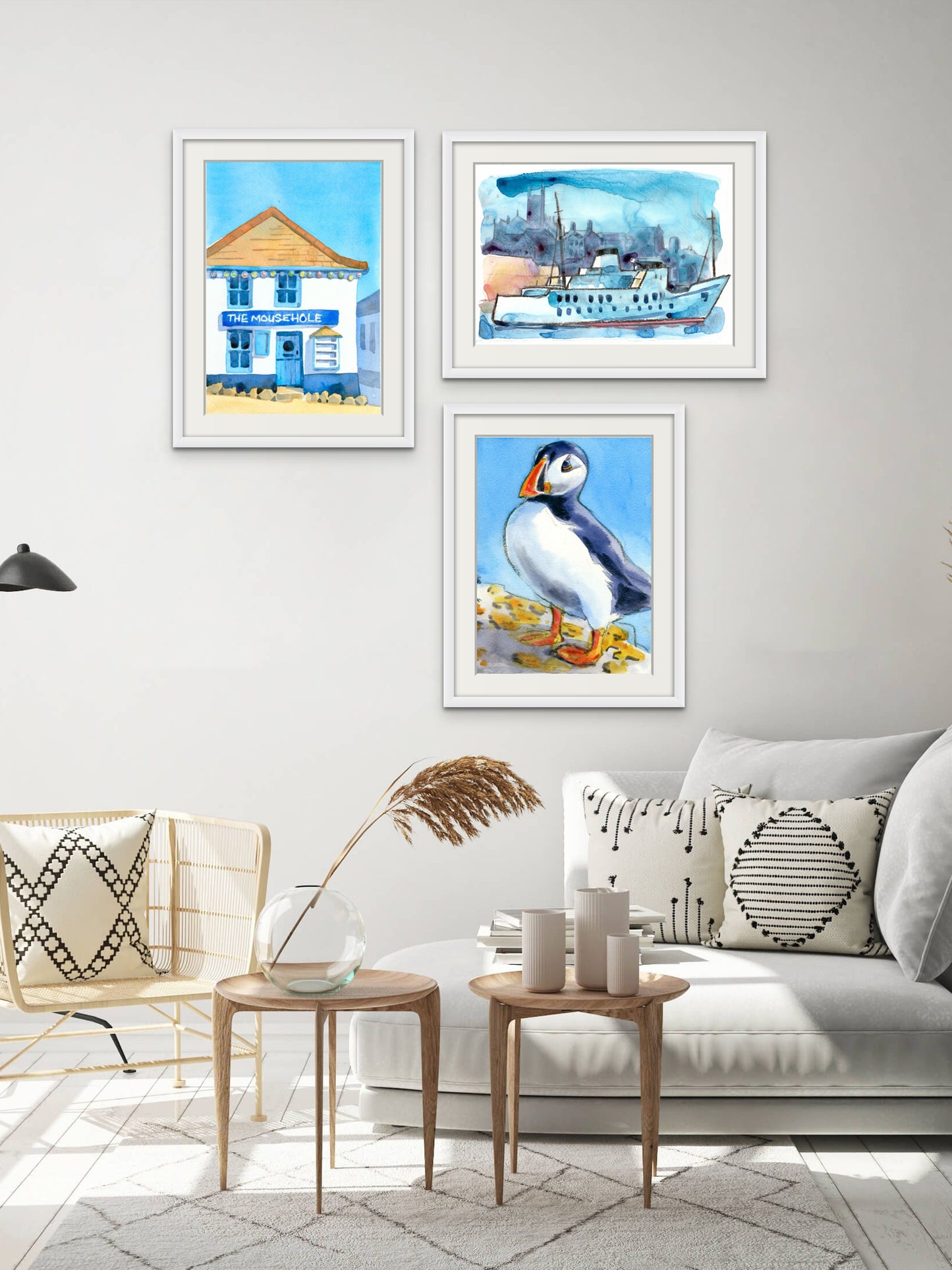 Puffin With Fish - Giclée Watercolour Print