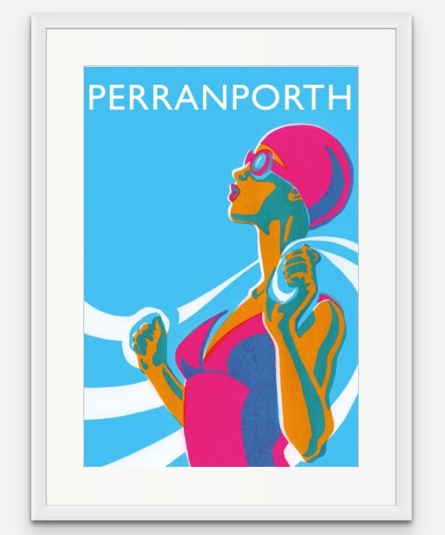 Eliza with towel- Swimmer - Pink - Giclée Screen Print