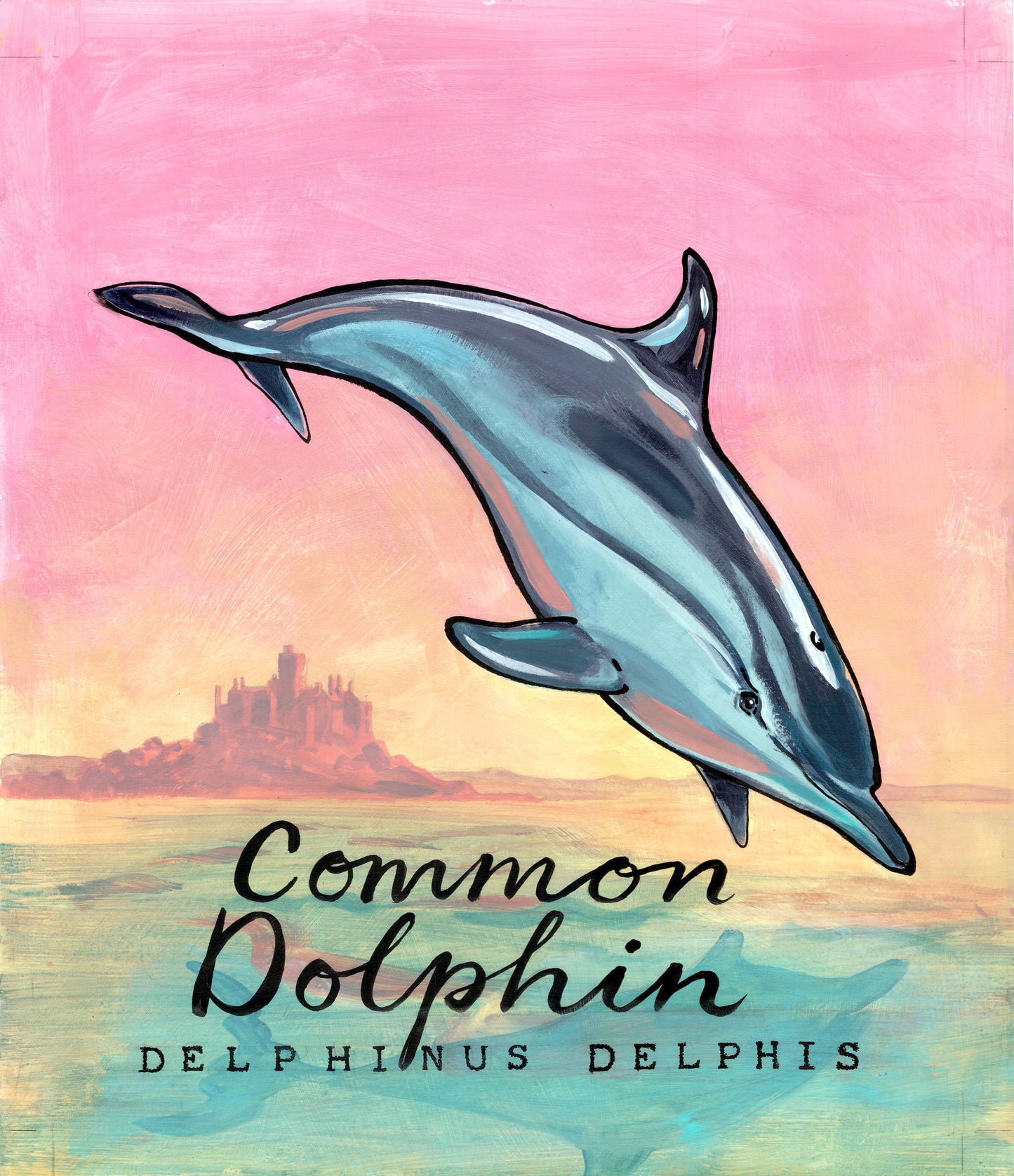 Common Dolphin Promenade Flag - Cornish Sea Life series - Giclée Print