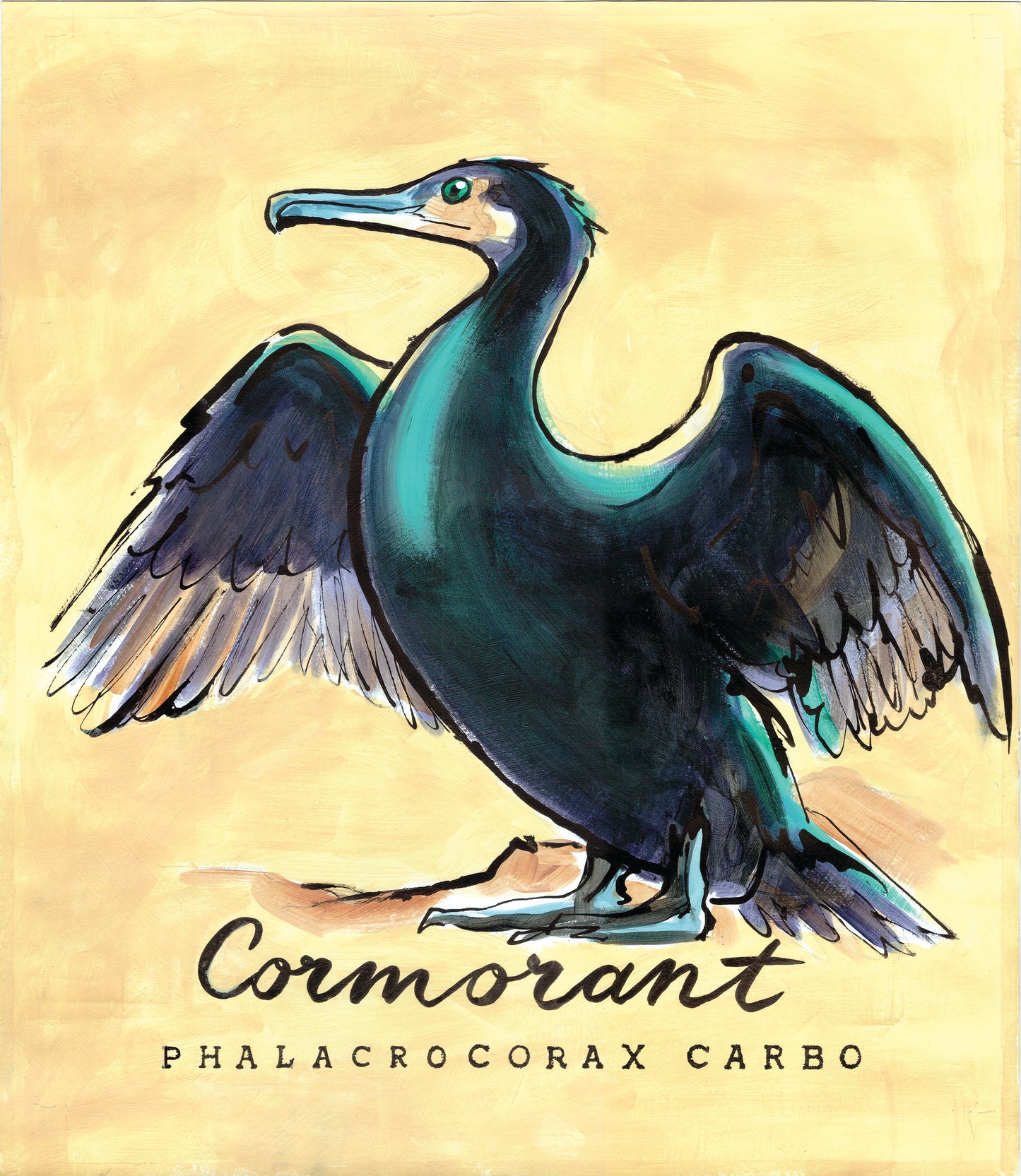 Cormorant Promenade Flag - Cornish Sea Life Series - Giclée Print