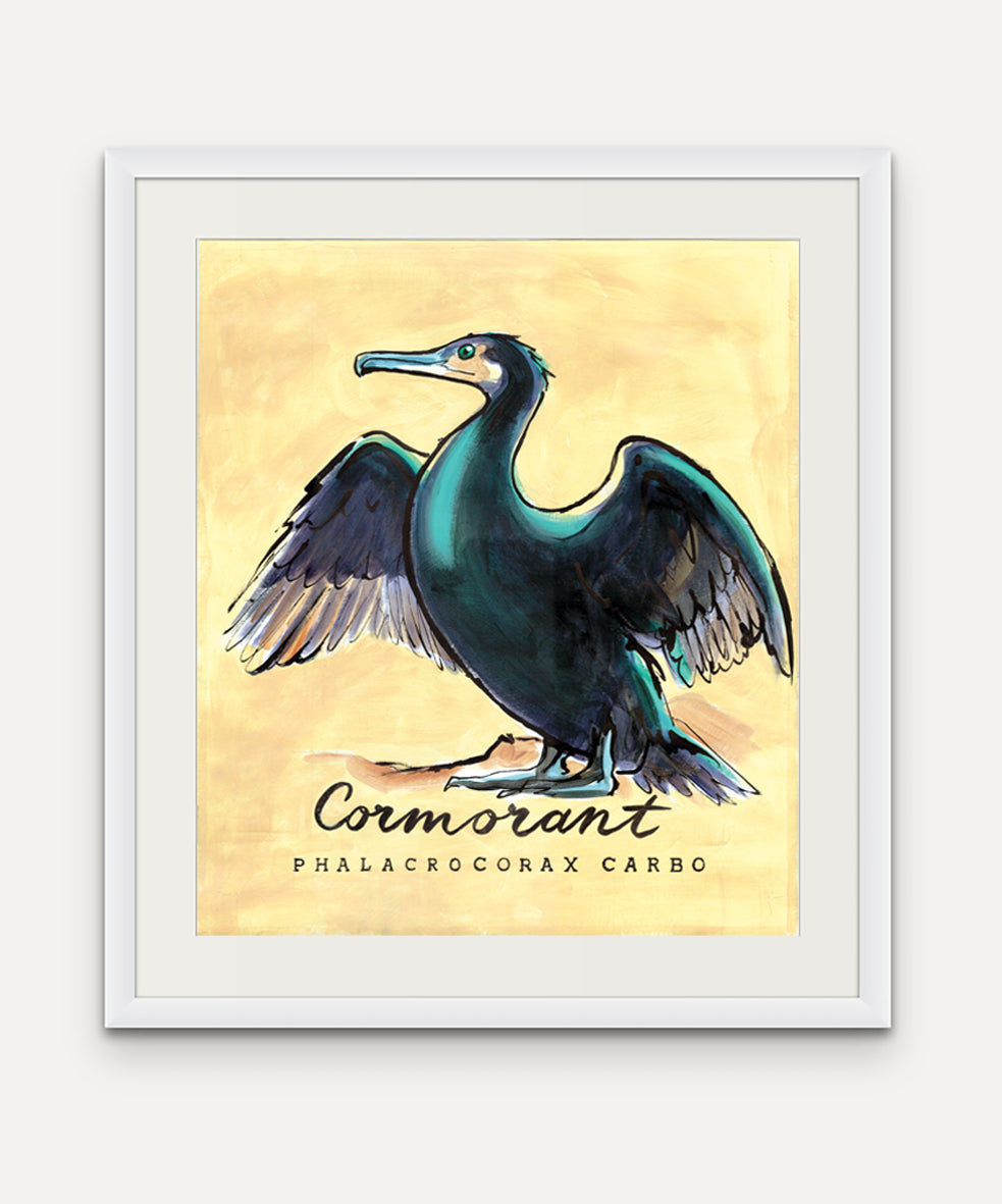 Cormorant Promenade Flag - Cornish Sea Life Series - Giclée Print