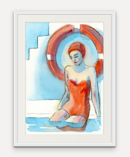 Lido Dip - Giclée Watercolour Print